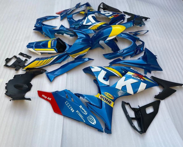 Blue, Yellow and White Fairing Kit for a 2009, 2010, 2011, 2012, 2013, 2014, 2015 & 2016 Suzuki GSX-R1000 motorcycle