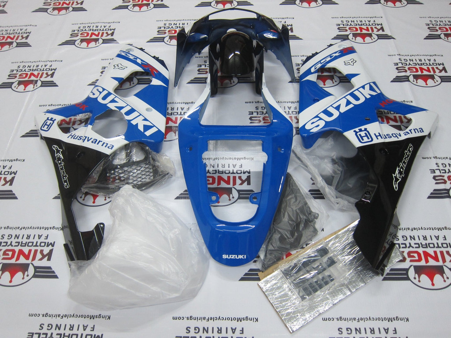 Suzuki GSXR 1000 Fairings (2000-2002) Blue, White, Black & Dark Blue at KingsMotorcycleFairings.com
