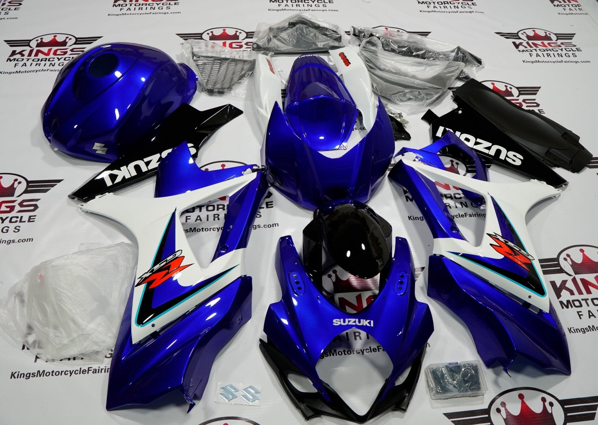Suzuki GSXR1000 (2007-2008) Blue, WhiteBlack Fairings at KingsMotorcycleFairings.com 