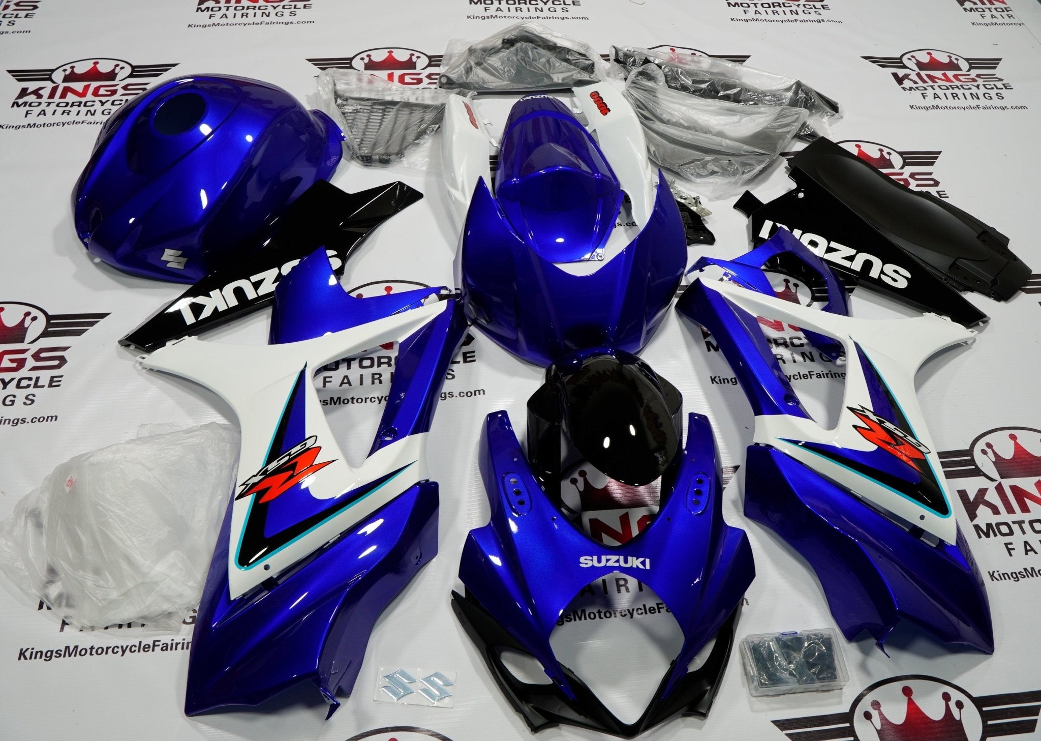 Suzuki GSXR1000 (2007-2008) Blue, WhiteBlack Fairings at KingsMotorcycleFairings.com 