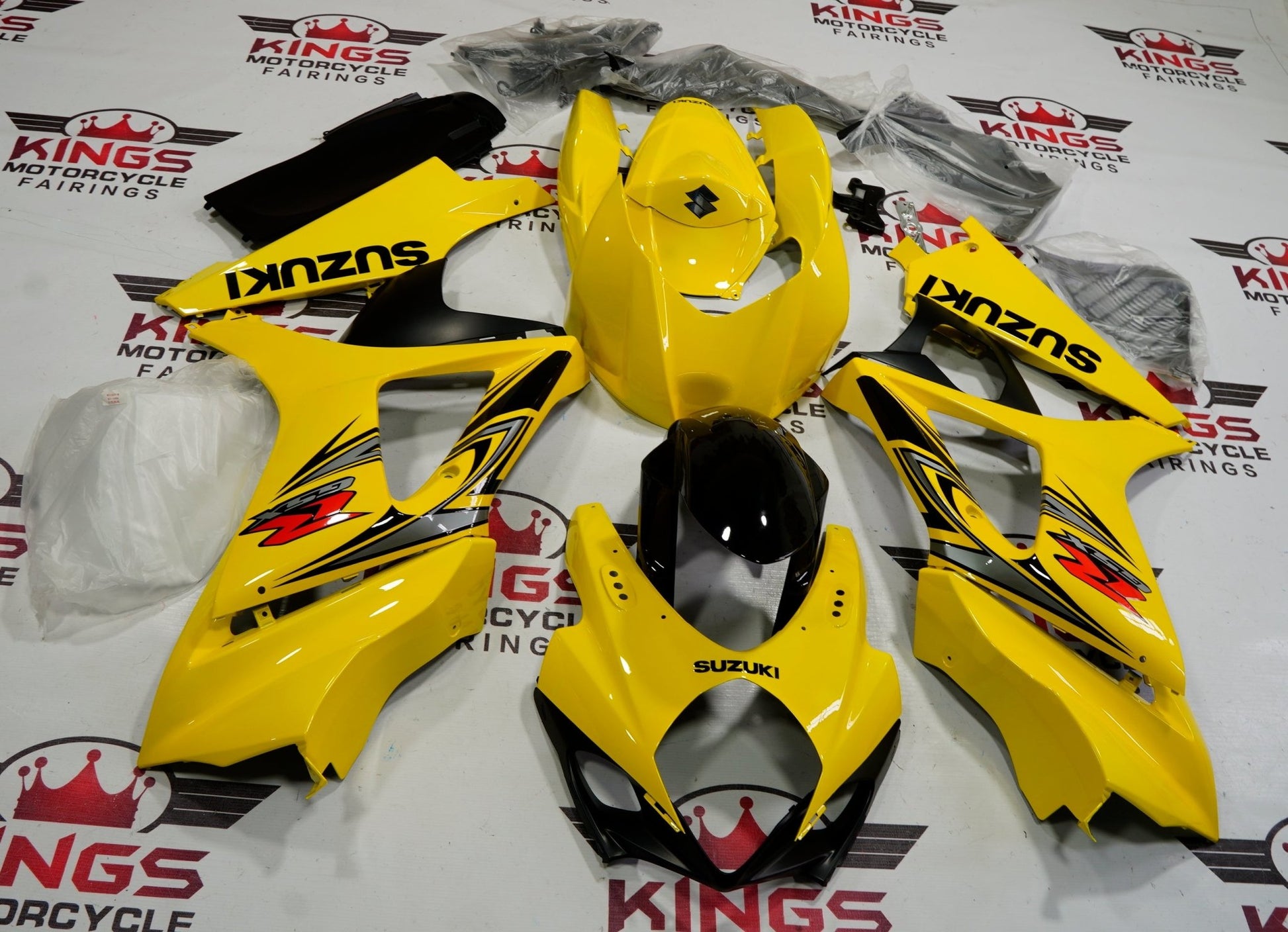 Suzuki GSXR1000 (2007-2008) Yellow, Black Fairings at KingsMotorcycleFairings.com