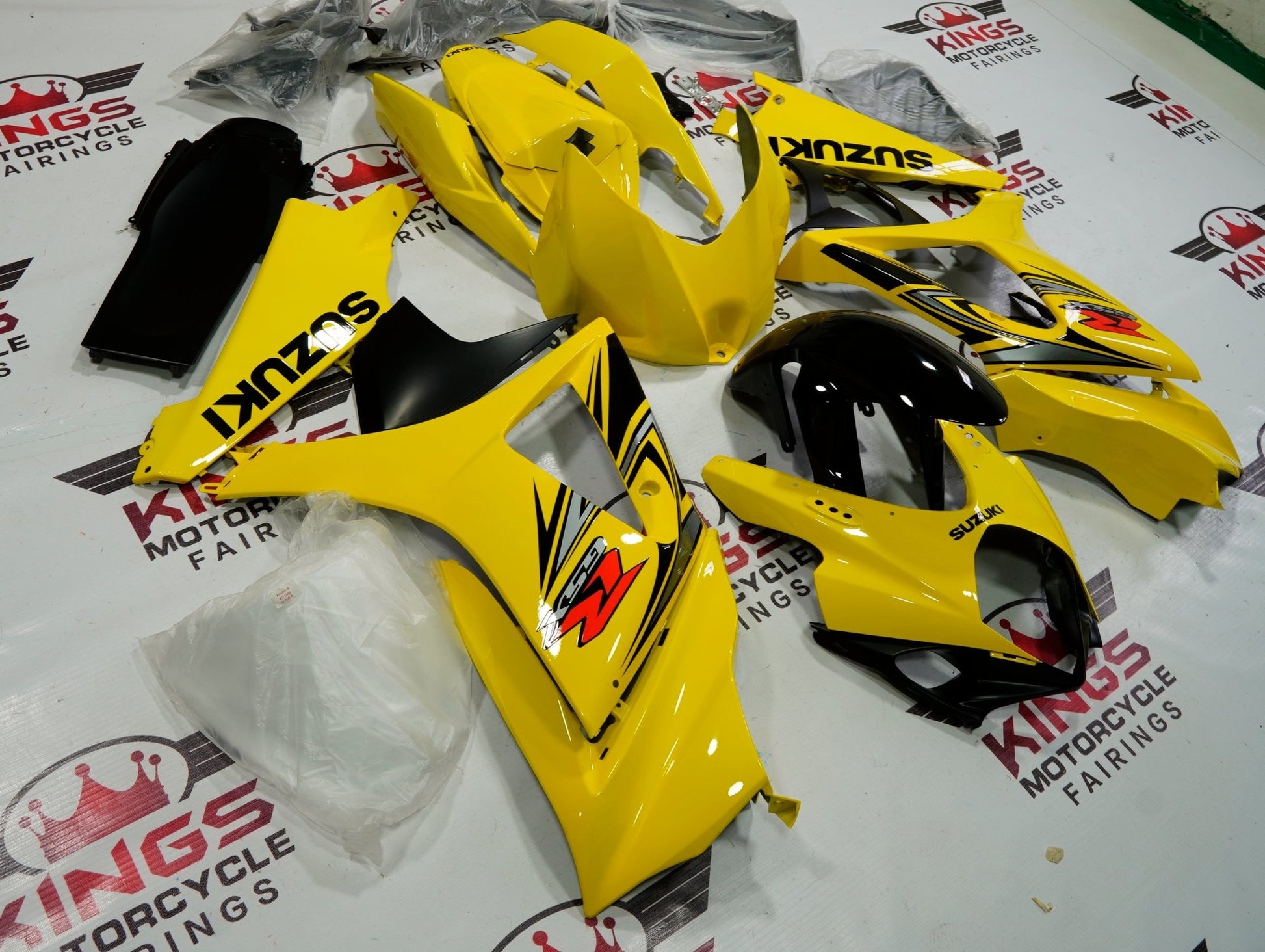 Suzuki GSXR 1000 Fairings (2007-2008) Yellow, Black at KingsMotorcycleFairings.com