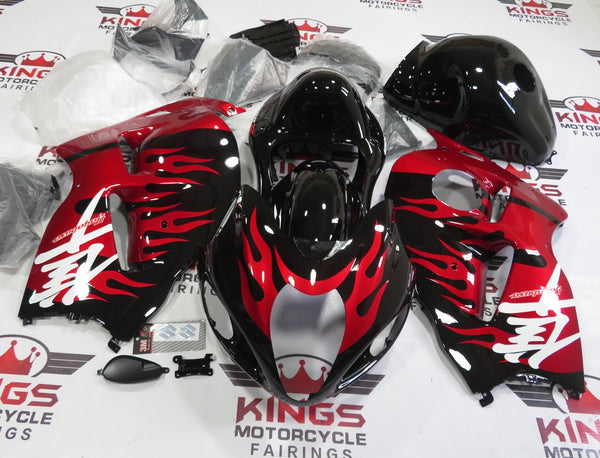 Suzuki GSXR1300 Hayabusa (1999-2007) Black & Candy Apple Red Flame Fairings