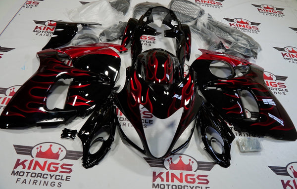 Suzuki GSXR1300 Hayabusa (2008-2019) Black & Red Flame Fairings