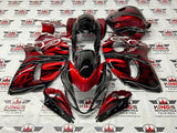 Suzuki GSXR1300 Hayabusa (2008-2019) Candy Red, Black & White Tribal Flame Fairings at KingsMotorcycleFairings.com