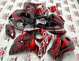 Suzuki GSXR1300 Hayabusa (2008-2019) Candy Red, Black & White Tribal Flame Fairings at KingsMotorcycleFairings.com