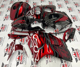 Suzuki GSXR1300 Hayabusa (2008-2019) Candy Red, Black & White Tribal Flame Fairings at KingsMotorcycleFairings.com