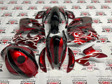 Suzuki GSXR1300 Hayabusa (2008-2019) Candy Red, Black & White Tribal Flame Fairings at KingsMotorcycleFairings.com