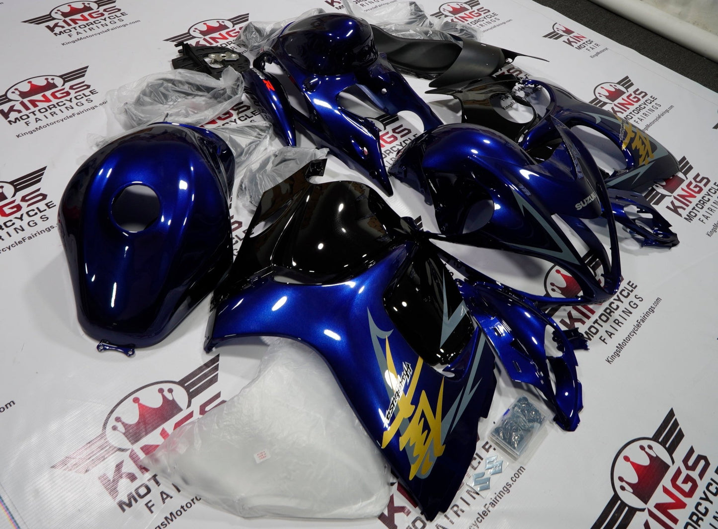 Suzuki GSXR1300 Hayabusa (2008-2019) Navy Blue, Black & Gold Fairings at KingsMotorcycleFairings.com