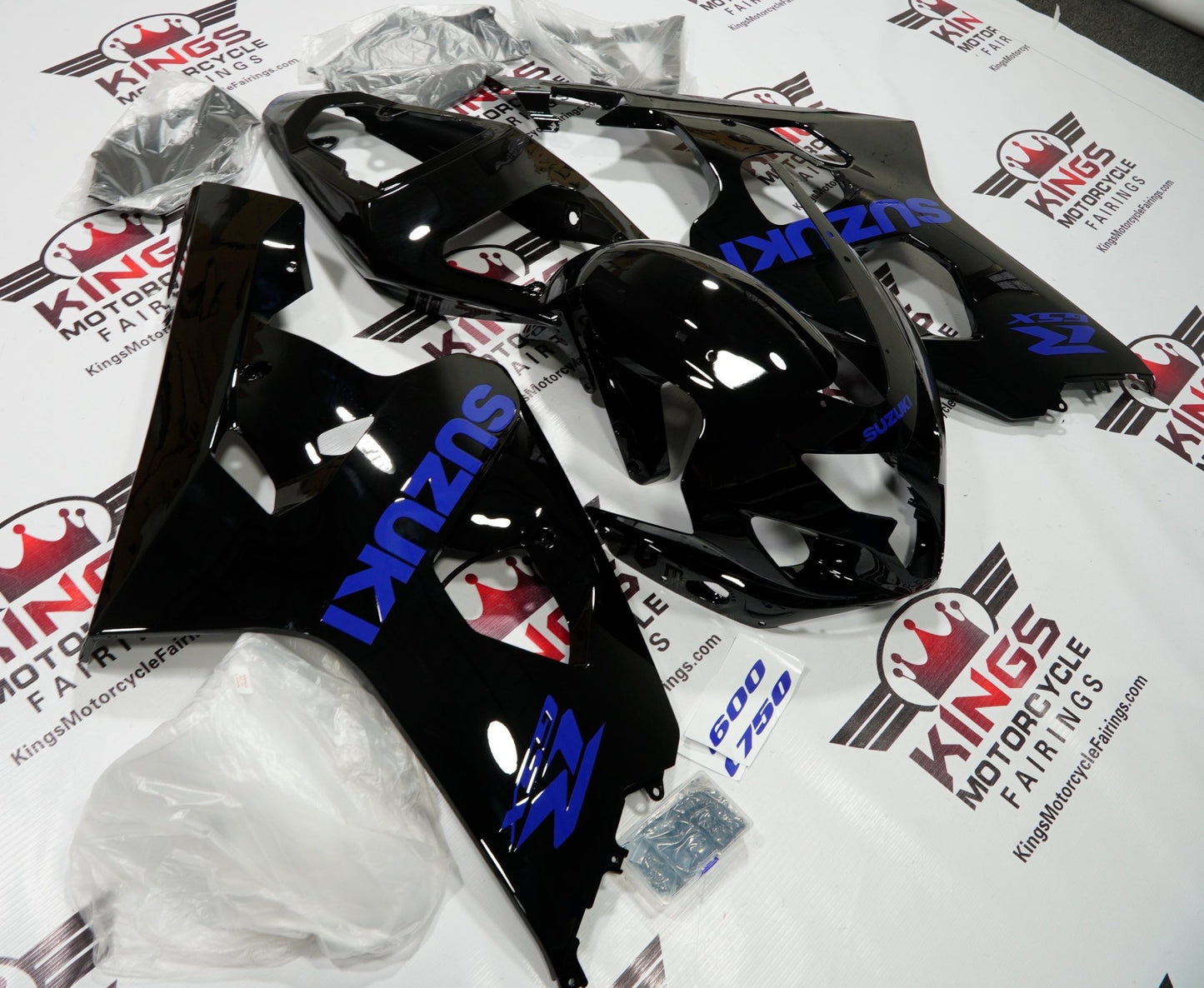 Suzuki GSXR600 (2004-2005) Black & Dark Blue Fairings at KingsMotorcycleFairings.com