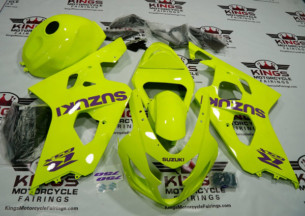 Suzuki GSXR600 (2004-2005) Neon Yellow & Purple Fairings at KingsMotorcycleFairings.com