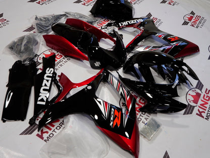 Black and Candy Apple Red Fairing Kit for a 2006 & 2007 Suzuki GSX-R600 motorcycle