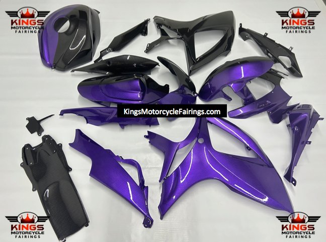 Suzuki GSXR600 (2006-2007) Faux Carbon Fiber & Purple Fairings at KingsMotorcycleFairings.com
