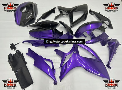 Suzuki GSXR600 (2006-2007) Faux Carbon Fiber & Purple Fairings at KingsMotorcycleFairings.com
