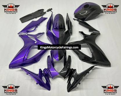 Suzuki GSXR600 (2006-2007) Faux Carbon Fiber & Purple Fairings at KingsMotorcycleFairings.com