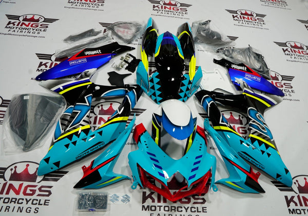 Suzuki GSXR600 (2008-2010) Blue, Black, Red, Yellow & White Custom Fairings at KingsMotorcycleFairings.com