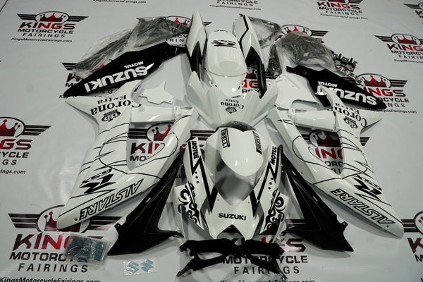 Suzuki GSXR600 (2008-2010) White & Black Corona Fairings at KingsMotorcycleFairings.com