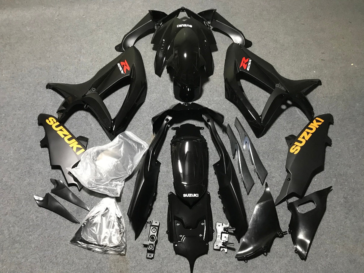 Matte Black, Gloss Black and Yellow Fairing Kit for a 2006 & 2007 Suzuki GSX-R600 motorcycle