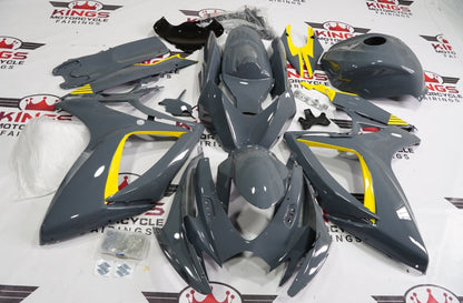 Shop Suzuki GSXR750 Fairings (2006-2007) Dark Nardo Gray, Yellow at KingsMotorcycleFairings.com