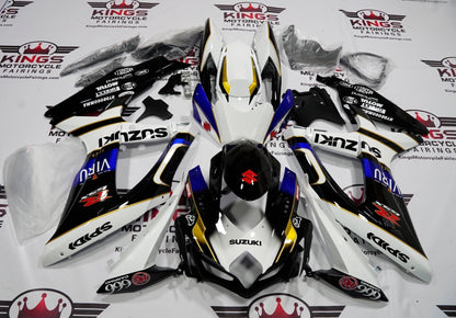 Suzuki GSXR750 (2008-2010) Black, White & Blue Viru Fairings at KingsMotorcycleFairings.com