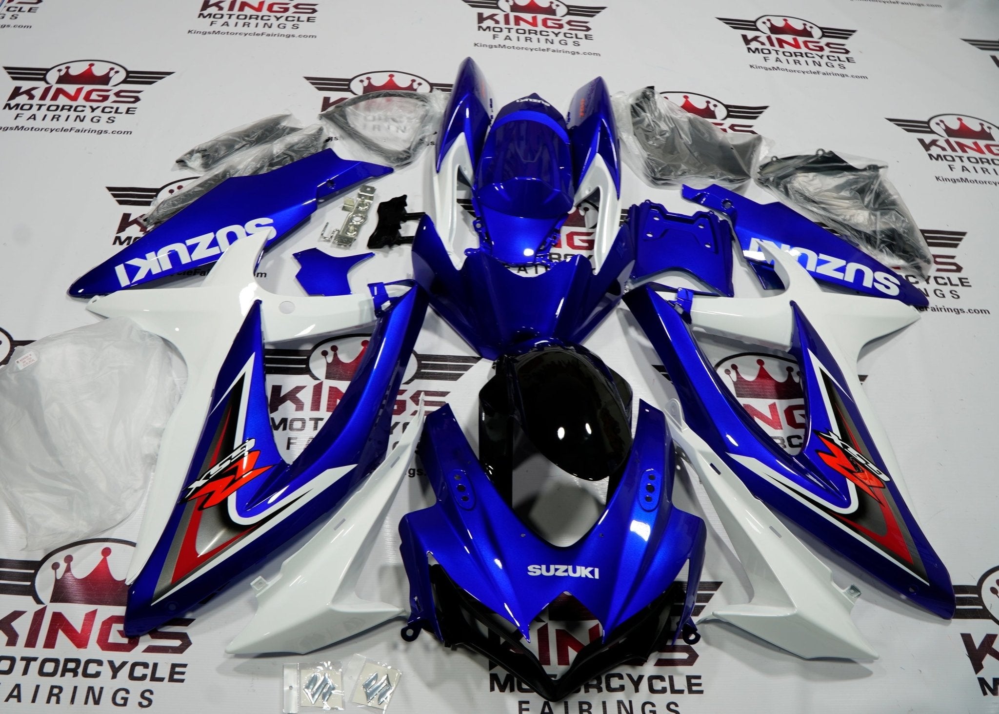 Suzuki GSXR750 (2008-2010) Blue, White, Black, Gray & Red Fairings at KingsMotorcycleFairings.com