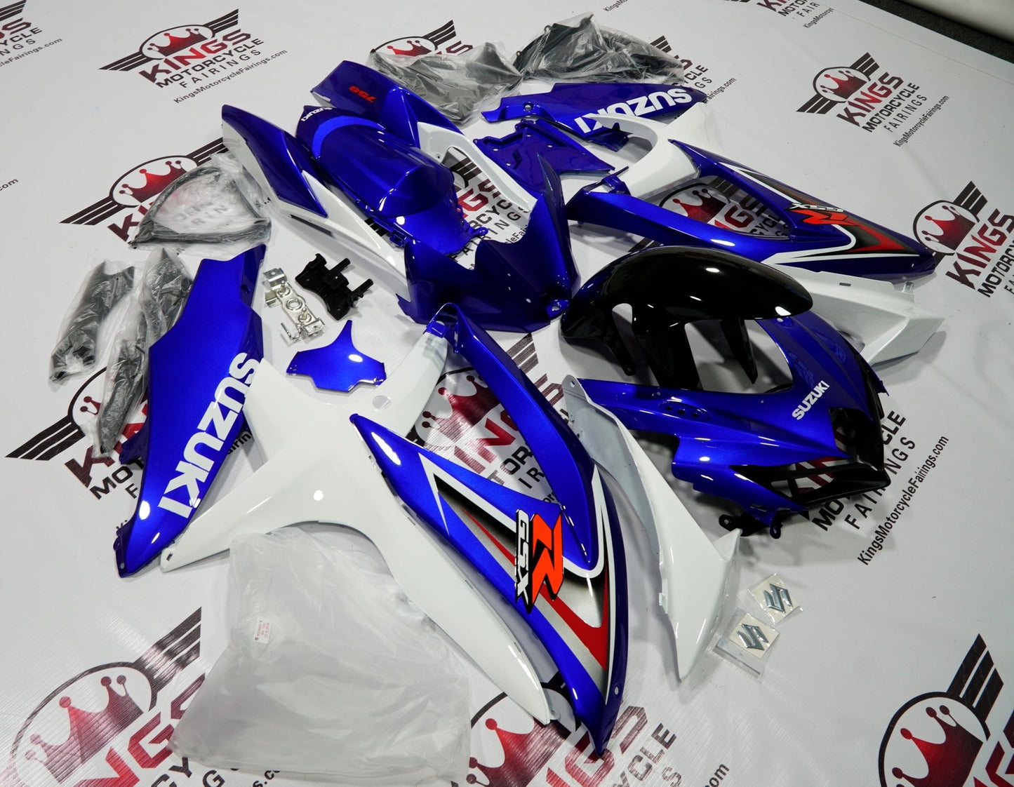 Suzuki GSXR750 (2008-2010) Blue, White, Black, Gray & Red Fairings at KingsMotorcycleFairings.com
