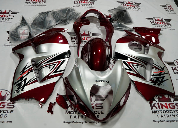 Suzuki GSX1300R Hayabusa (1999-2007) Maroon, Silver Fairings at KingsMotorcycleFairings.com