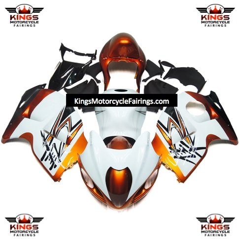 Suzuki GSX1300R Hayabusa Fairings (1999-2007) White, Rust Orange, Black at KingsMotorcycleFairings.com