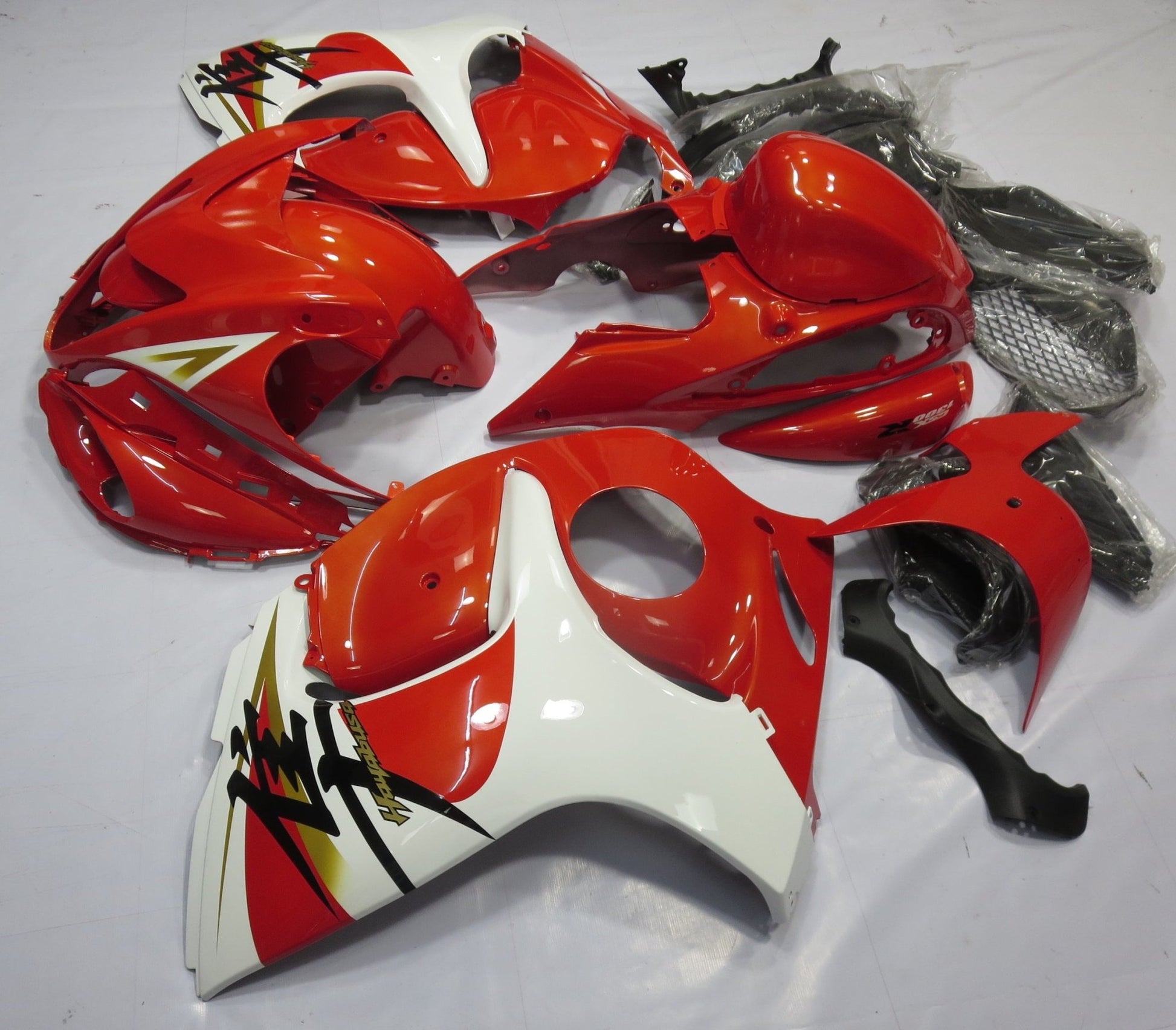 Suzuki GSX1300R Hayabusa Fairings (2008-2020) Red, White at KingsMotorcycleFairings.com