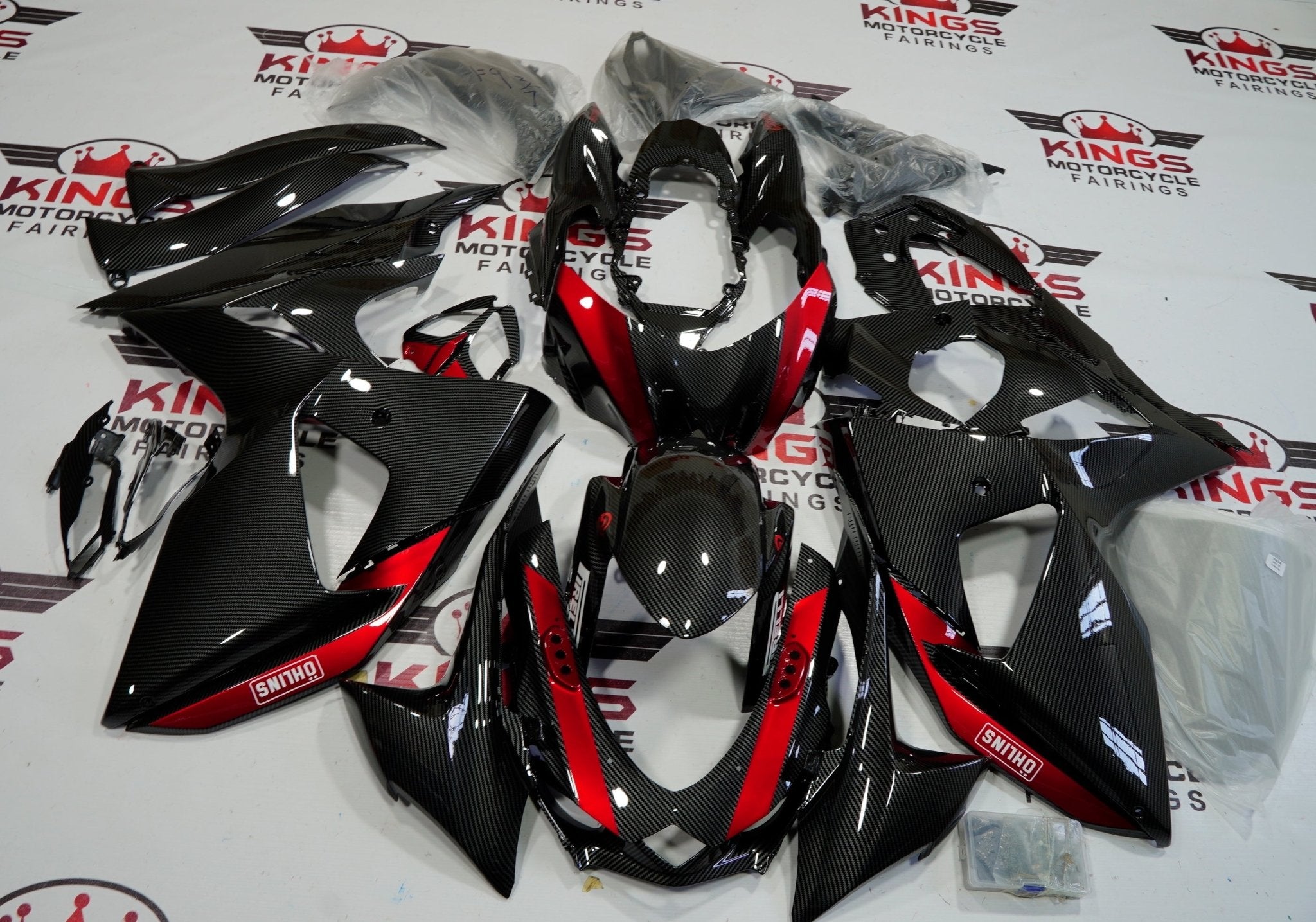 Suzuki GSXR1000 Fairings 2009 2016 Faux Carbon Fiber Red