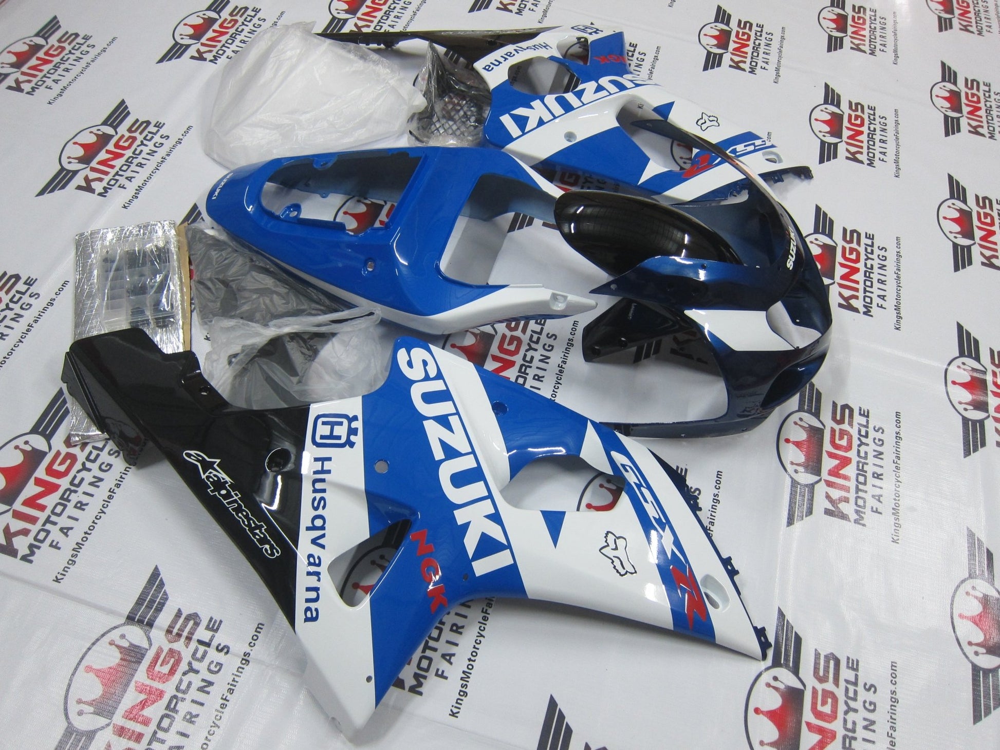 Suzuki GSXR 1000 Fairings (2000-2002) Blue, White, Black & Dark Blue at KingsMotorcycleFairings.com