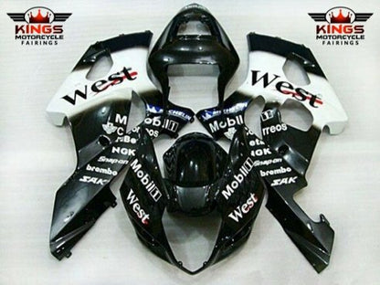 Suzuki GSXR1000 Fairings (2003-2004) Black, White West at KingsMotorcycleFairings.com