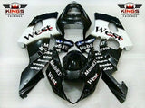 Suzuki GSXR1000 Fairings (2003-2004) Black, White West at KingsMotorcycleFairings.com