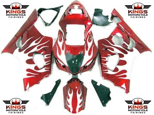 Suzuki GSXR1000 Fairings (2003-2004) Red, White Flame at KingsMotorcycleFairings.com
