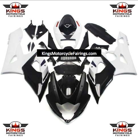Suzuki GSXR1000 Fairings (2005-2006) Black, White at KingsMotorcycleFairings.com