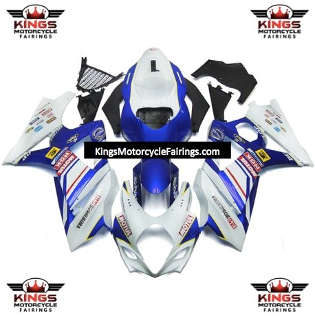 Suzuki GSXR1000 Fairings (2007-2008) White, Blue Motul at KingsMotorcycleFairings.com