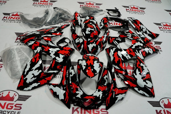 Suzuki GSXR1000 Fairings (2009-2016) Camouflage Black, Red, White at KingsMotorcycleFairings.com