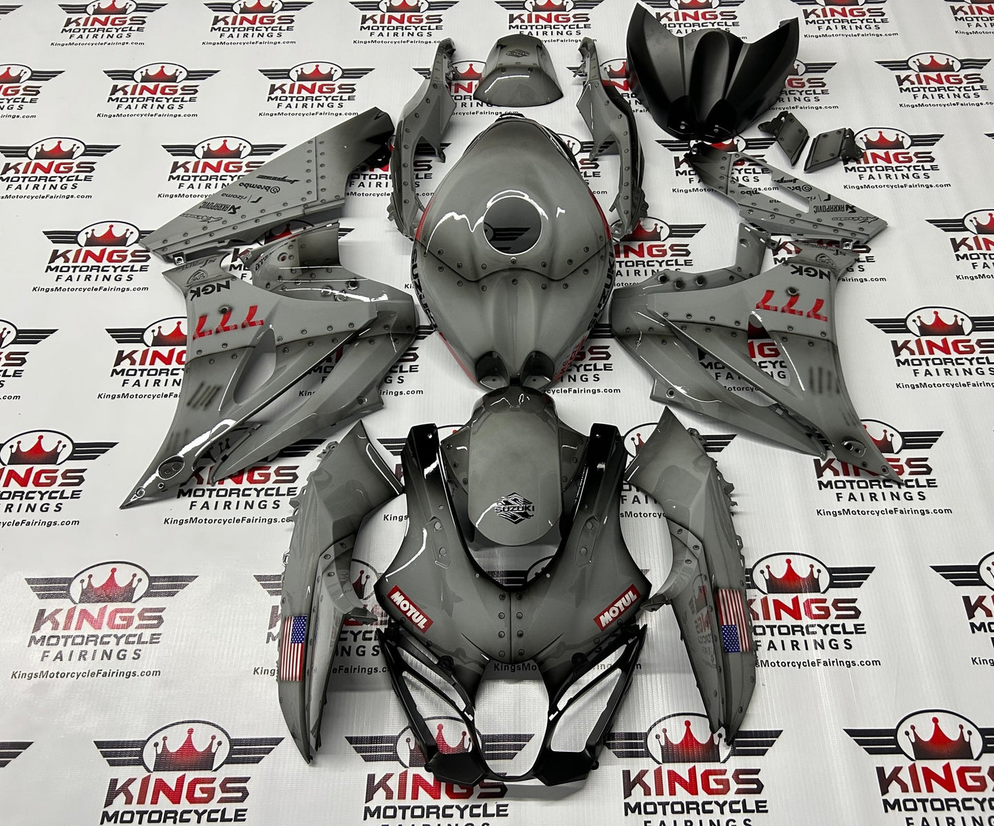Suzuki GSXR1000 Fairings (2017-2025) Custom Nardo gray at KingsMotorcycleFairings.com