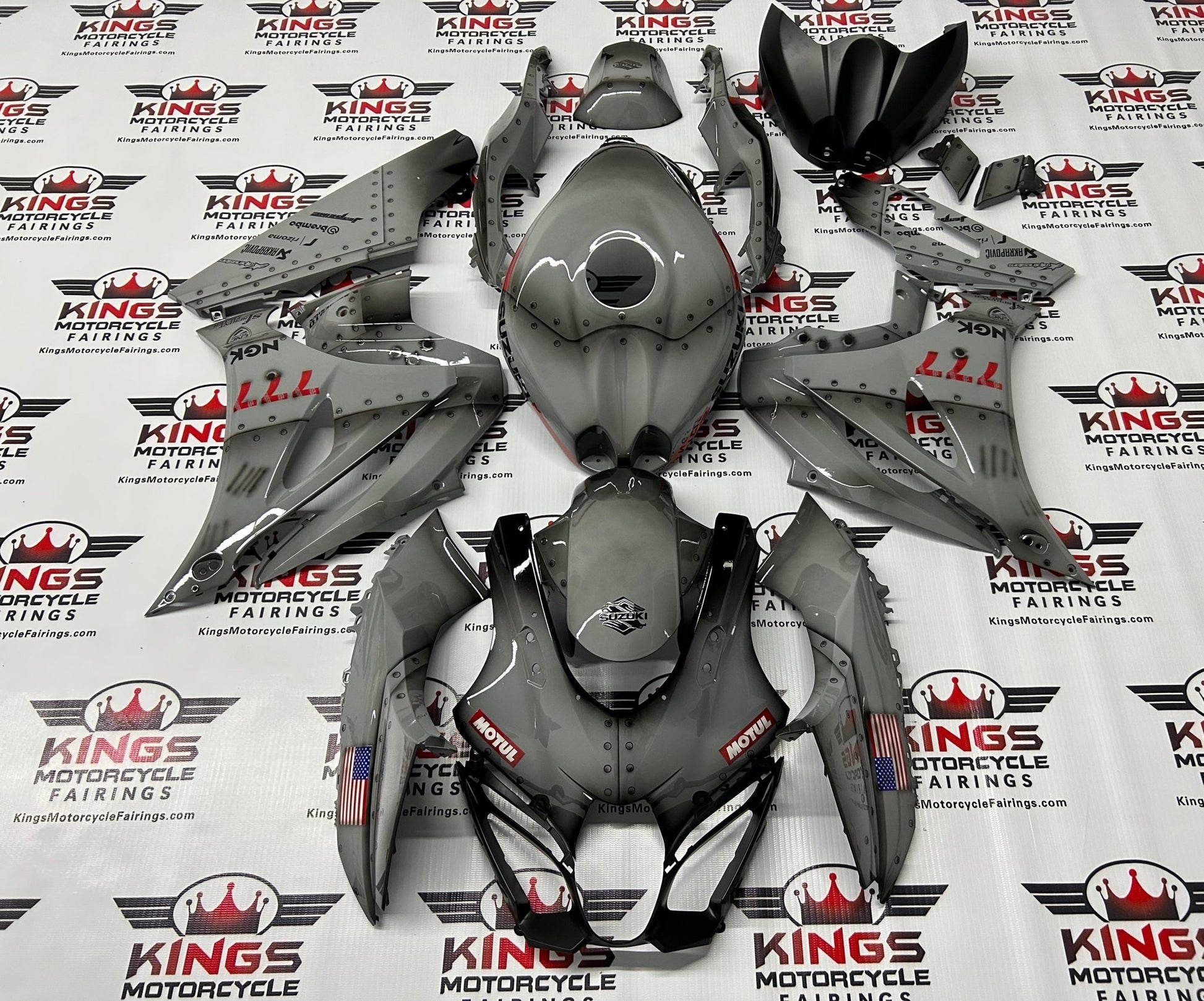 Suzuki GSXR1000 Fairings (2017-2025) Custom Nardo gray at KingsMotorcycleFairings.com