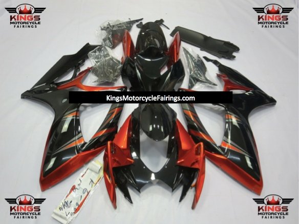 Suzuki GSXR600 Fairings (2006-2007) Black, Orange, Silver at KingsMotorcycleFairings.com