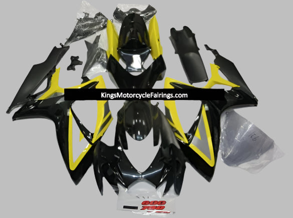 Suzuki GSXR600 Fairings (2006-2007) Black, Yellow, Silver at KingsMotorcycleFairings.com