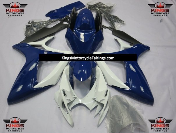 Suzuki GSXR600 Fairings (2006-2007) Navy Blue, White at KingsMotorcycleFairings.com