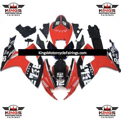 Suzuki GSXR600 Fairings (2006-2007) Red, Black, White Iridium at KingsMotorcycleFairings.com