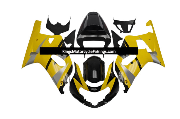 Suzuki GSXR750 Fairings (2000-2003) Black, Yellow, Silver at KingsMotorcycleFairings.com