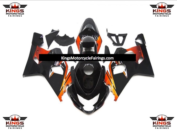 Suzuki GSXR750 Fairings (2004-2005) Black, Orange at KingsMotorcycleFairings.com
