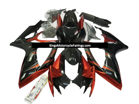 Suzuki GSXR750 Fairings (2006-2007) Black, Orange, Silver at KingsMotorcycleFairings.com