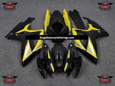 Suzuki GSXR750 Fairings (2006-2007) Black, Silver, Yellow at KingsMotorcycleFairings.com