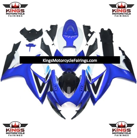 Suzuki GSXR750 Fairings (2006-2007) Blue Gloss, White, Black at KingsMotorcycleFairings.com