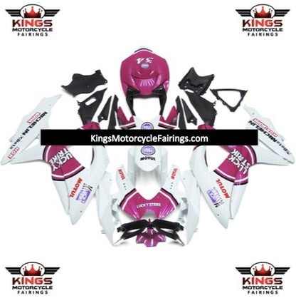 Suzuki GSXR750 Fairings (2008-2010) White, Pink Lucky Strike at KingsMotorcycleFairings.com
