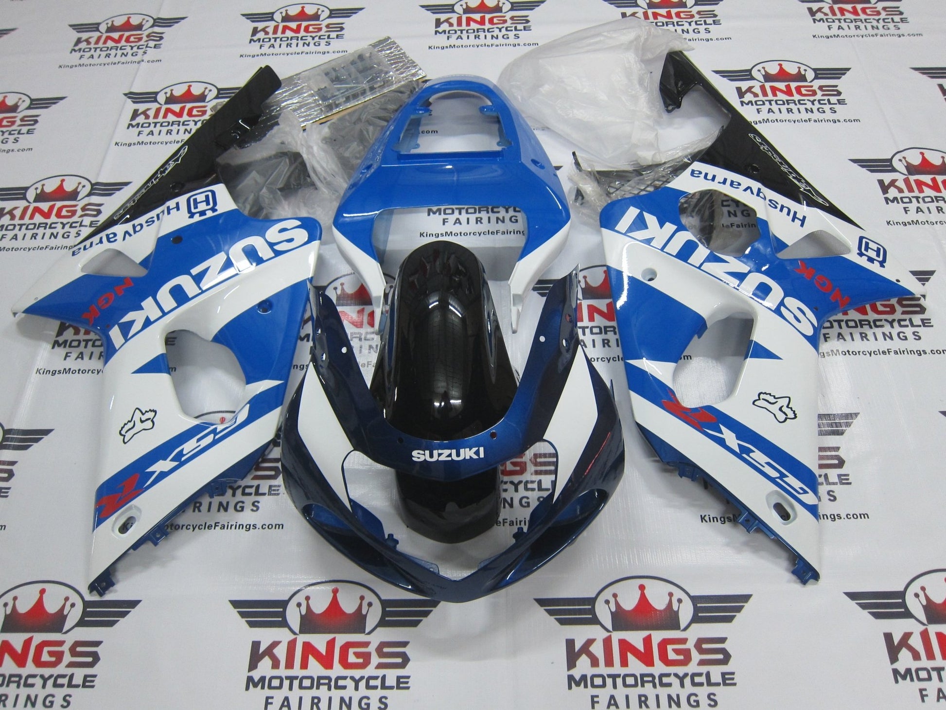 Suzuki GSXR 1000 Fairings (2000-2002) Blue, White, Black & Dark Blue at KingsMotorcycleFairings.com